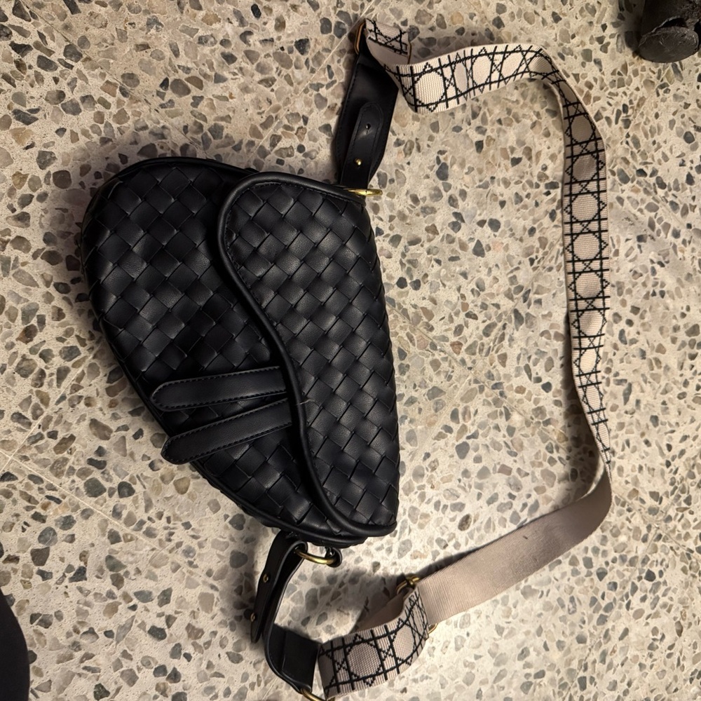 Black Woven Crossbody Bag